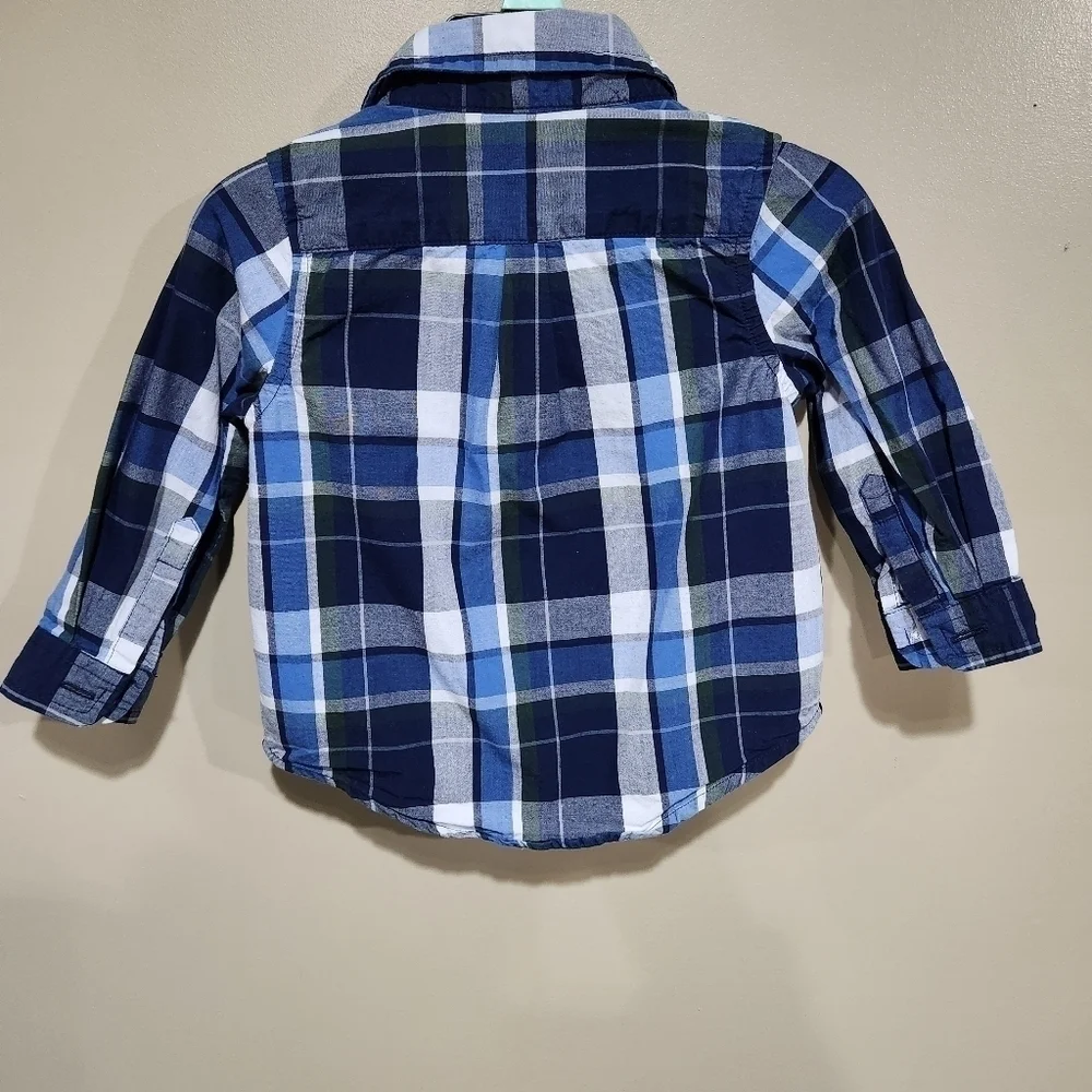 Falls Creek Kids Toddler Boys Plaid Collared Button Down Dress Shirt, Size 12M